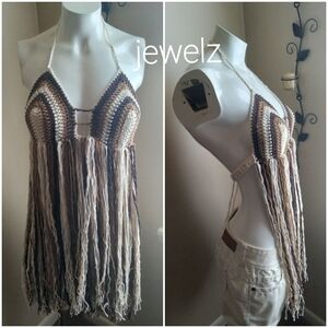 Brown Crochet Halter Top